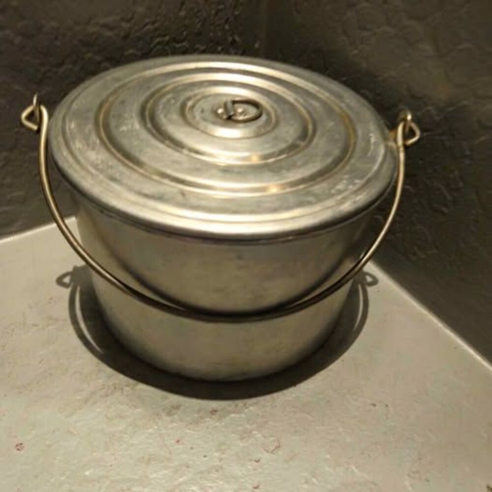 Vintage Coal Miner's Lunch Bucket Pail  Pure Aluminum.